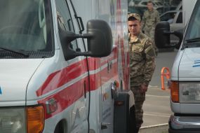 The handover ceremony ambulances