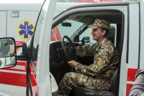 The handover ceremony ambulances
