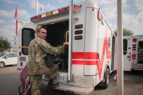 The handover ceremony ambulances