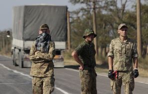 Участники блокады на КПП "Чаплинка"