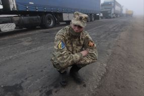 Participants of blockade at the "Chaplynka" checkpoint
