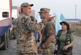 Participants of blockade at the "Chaplynka" checkpoint