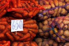 Bags of carrots and potatoes