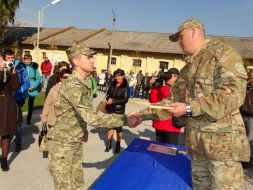Handing the keys to the apartments to servicemen