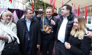 Oleg Synyutka, Andriy Sadovy and Mikheil Saakashvili