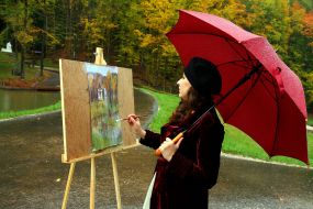 Girl paints a picture