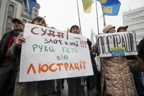 Participants of the rally with placards
