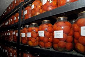 Banks with canned tomatoes