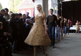 Showing of clothes using wine corks