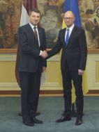 Arseniy Yatsenyuk and Raimonds Veyonis