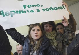 Activists speak in support of Gennady Korban