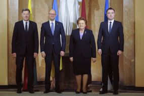 Algirdas Butkevicius, Arseniy Yatsenyuk, Laimdota Straujuma and Taavi Rõivas