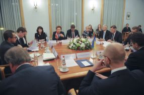 Algirdas Butkevicius, Arseniy Yatsenyuk, Laimdota Straujuma and Taavi Rõivas