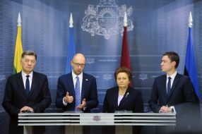 Algirdas Butkevicius, Arseniy Yatsenyuk, Laimdota Straujuma and Taavi Rõivas