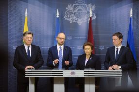 Algirdas Butkevicius, Arseniy Yatsenyuk, Laimdota Straujuma and Taavi Rõivas