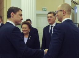 Algirdas Butkevicius, Arseniy Yatsenyuk, Laimdota Straujuma and Taavi Rõivas