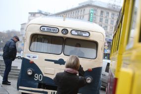 Trolleybus on the square in front of the main post office