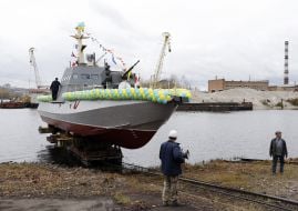 Спуск на воду катера "Гюрза-М"