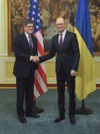 Arseniy Yatsenyuk and Jack Lew