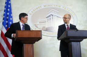 Arseniy Yatsenyuk and Jack Lew