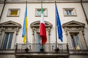 Flags of Ukraine, Italy and the EU
