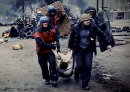 A shot from the documentary film "Winter in the fire"