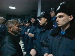 Opposition demonstrators and law enforcement