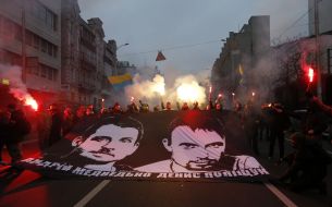 Participants of the march "Freedom Medvedko and Polishchuk"