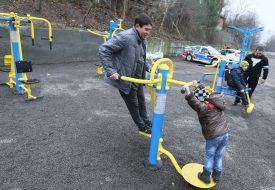 Opening playground with outdoor fitness