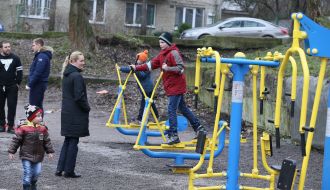 Opening playground with outdoor fitness
