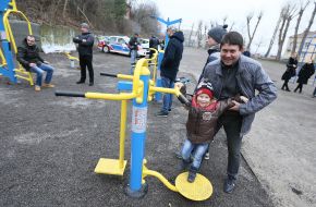 Opening playground with outdoor fitness