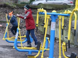 Opening playground with outdoor fitness