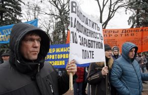 The meeting of miners near parliament building