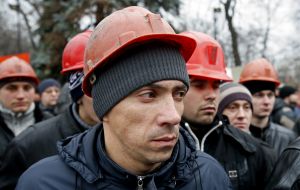 The meeting of miners near parliament building