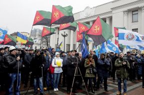 The meeting of miners near parliament building