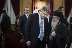 Petr Poroshenko and Patriarch Theophilos III of Jerusalem