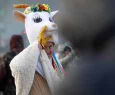 A man dressed as a goat