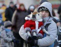 A man holding a monkey