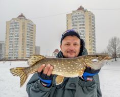 A man shows pike