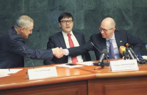 Yuri Merkulov, Andrey Pivovarsky and Arseniy Yatsenyuk