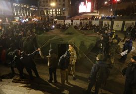 Activists set a tent