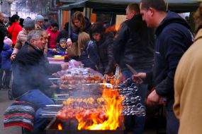 Cook preparing a barbecue