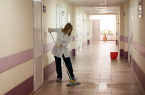 Cleaning in the hallway