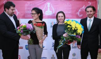 Igor Khudobyak, Hou Yifan and Maria Muzychuk
