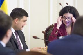 Volodymyr Groisman and Oksana Syroiid