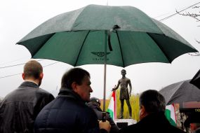 Participants of the ceremony of laying flowers