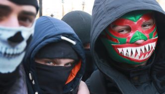 Young people in masks