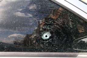 Broken car glass