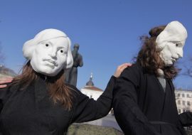 Actors in costumes of Nikolay Gogol