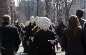 Actors in costumes of Nikolay Gogol